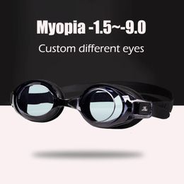 0 a 90 Gafas de natación para miopía para adultos Gafas de natación de dioptrías antivaho impermeables de silicona Personalizadas Diferentes grados de ojo izquierdo derecho 240123