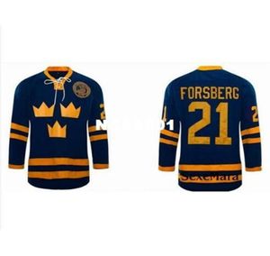 001 21 Peter Forsberg Jersey Team ZWEDEN IJshockey Jersey Aangepaste uw naam of nummer hoge kwaliteit borduurwerk Jersey2322382