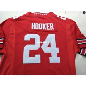 001 # 24 Malik Hooker Ohio State Buckeyes College Jersey blanc rouge noir personnalisé S-4XLou personnalisé n'importe quel maillot de nom ou de numéro