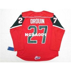 001 # 27 Jonathan Drouin Halifax Mooseheads 2013 Vintage Away Home Hockey Jersey of Custom Elke naam of nummer Retro Jersey