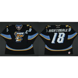 Freeshipping 001 Custom Jared Nightingale Toledo Walleye 2016 ECHL Captains Club Hockey Jersey of Custom Elke naam of nummer Retro Jersey