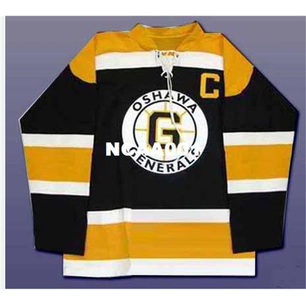 001 Personalizar CHL Oshawa Generals OHL 2 Bobby Orr Hockey Jersey Jersey de hockey bordado negro o personalizar cualquier nombre o número Jersey retro