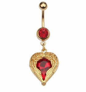 YYJFF D0622 (1 kleur) hart navel knop ring rood hot selling piercing lichaam sieraden