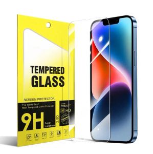 Protecteur d'écran pour iPhone 14 13 12 Mini 11 Pro Max XS MAX 8 7 6 Plus Samsung A24 A34 A54 A33 A73 A73 A14 A12 A13 5G Film durci 0,33 mm avec boîte en papier