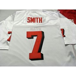 001 Utah utes gesigneerde Steve Smith # 7 Echte volledige borduurwerk College Jersey Size S-4XL of Custom Any Name of Number Jersey