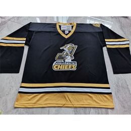 001Custom Hommes Jeunes femmes Vintage Johnstown Chiefss 1995-96 Maillot de hockey Taille S-5XL