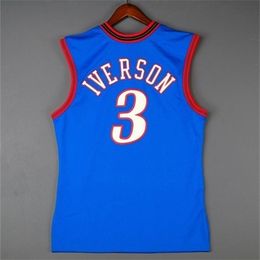 001Custom Mannen Jeugd Dames Vintage Mitchell Ness Allen Iverson 99 00 College Basketball Jersey Size S-4XL of Custom Elke naam of nummer Jersey