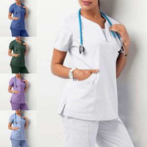 002 Healthca Protective Appal Workswear Women Health Femme Beauty Salon Vêtements Scrubs Tops Kirt Nurse Nursing Uniform Jacketsto Pas pas cher Mac