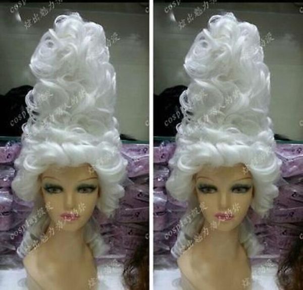 0047 Marie Antoinette Renaissance Costume Wig Rococo Queen Versailles White3975982