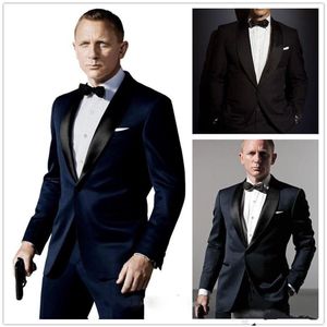 007 James Bond Twee Stukken Heren Pakken Bruidegom Tuxedos Formele Slijtage Custom Made Bruiloft Jas Broek Voor Men303T
