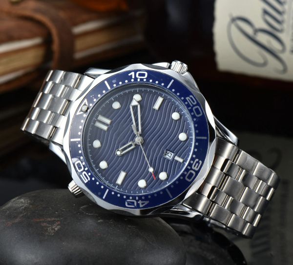 007 Montre homme 41MM mouvement à quartz montres de créateur cadran bleu avec bracelet en acier inoxydable lunette rotative montres-bracelets transparentes boîtier arrière jason007