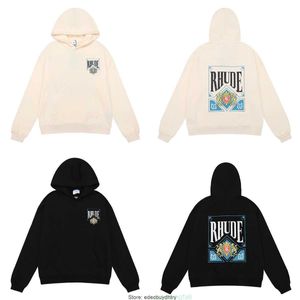 0081 Sweatshirts Designers exceptionnels Rhude Men and Women Letter LETTER IMPRESSION TERRY Sweatre Sweater American Fashion Brand Lovers European Version lâche