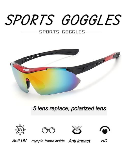 0089 goggle Venta al por mayor de gafas de sol para hombres, mujeres, gafas de montar, gafas de pesca, ciclismo, deporte, gafas de sol, 5 lentes, paquete completo, lentes polarizados.