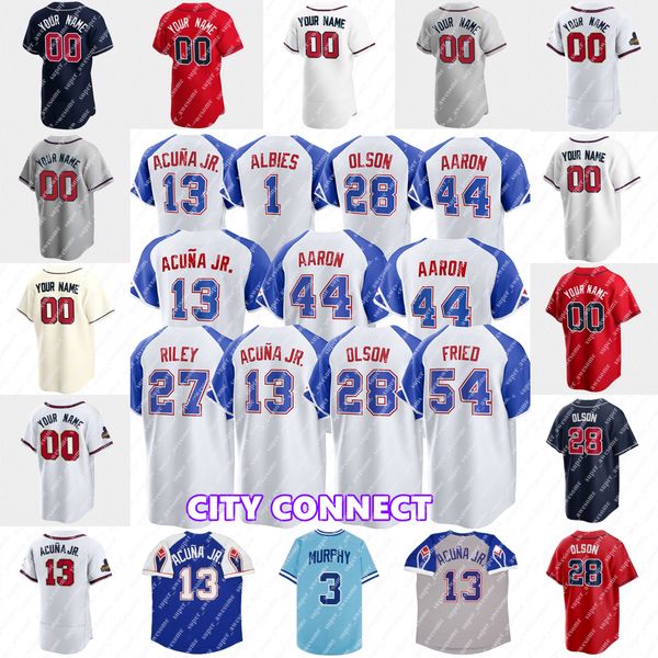 Maillot de baseball Chipper Jones Hank Aaron Dale Murphy John Smoltz Tom Glavine David Justice Chris Chambliss Andruw Jones Mark Wohlers Maddux John Rocker Bobby Cox