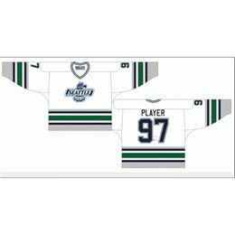 00980098Custom Mannen Jeugd Vrouwen Vintage Custom WHL Seattle Thunderbirds 1994 97 Paul Ferone Road Hockey Jersey Size S-5XL