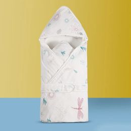 01 Année 0ld Brèder Swaddle Sixlayer Cotton Gauze Baby Sleeping Bag Four Seasons Cartoon Hooded 231222