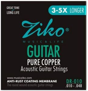 010-048 ZIKO DR-010 Cordes de guitare acoustique instruments de musique Accessoires pièces de guitare en gros