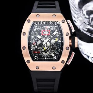 011-FM ROSE GOUD Automatische Mens Watch Skelet-wijzerplaat Arabische cijfers Sapphire Crystal Oversize Date Watches Luxe polshorloge 3 kleuren
