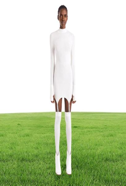 011908 Slim Solid Bodycon Garter Women Mini robe avec bas à manches longues Sexy CBWear Party Robes Automn5463866