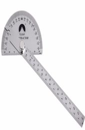 0180 graden Hoek Ruler Roestvrij staal Ronde kop Roterende gradentechecht 145 mm Verstelbare hoek Finder Meet Tools5970915