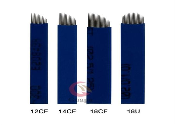 018 mm Blue Flex Flex Microblading Cowerbrow Manual Tattoo Pen Needles Blade con 12 14 18U Pins para bordado de cejas 3D8668909