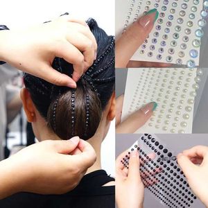 01qd Tatouage Transfert de maquillage Décoration Adhésive Face Decal Tatoo Tatoo Stickers Hair Rhingestone Decoration Long Rhingestone Strip Sticker 240427