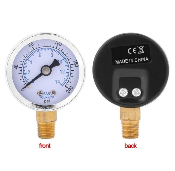 Medidor de presión de Metal 0200psi 014bar medidor de agua hidráulico medidor de Dial de 40mm herramienta de medición de 18 manómetro 6202237
