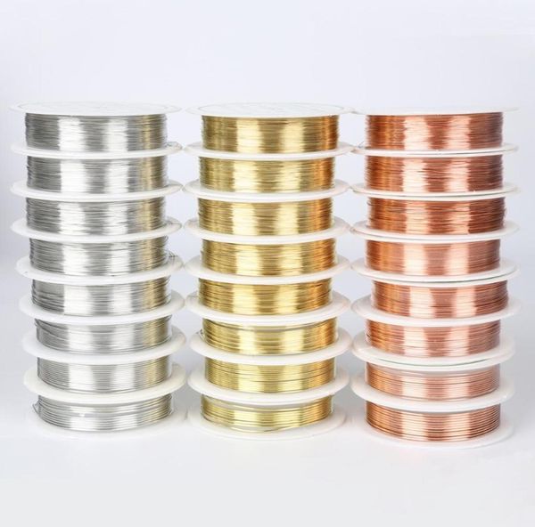 020304050608 mm de 10 roll Cord de colina de oro plateado Cabe de color de oro cables de cobre alambre de cuentas para joyería de bricolaje5284560