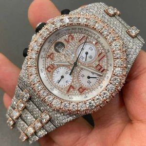 0209 TTTQ handgemaakte setting Pass Tter VVS Moissanite Diamond Iced Out mechanisch horloge