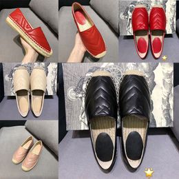 021 dames luxe designer espadrilles casual schoenen zwart rood platform henneptouw met hardware loafer meisje leren zool eur35-41 met doos