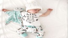 02Y été nouveau-né bébé garçon fille vêtements ensemble petit rêveur renard t-shirt hauts pantalons tenues vêtements bébé vêtements Set8445074