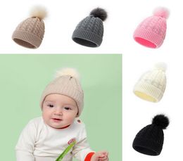 03 t bébé chapeau tricot Crochet Boneie avec balle pom tout-petit gamin hivern