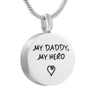 'My Daddy, My Hero' Naam Ketting Gepersonaliseerde Memorial Ash Keepsake Hanger Silver Tone Cremation Urn Hanger Funeral Sieraden Gratis Graves