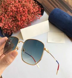 0396s Gold Metal Square Sunglasses Blue Gradient Lens Sonnenbrille Nouveau avec Case5728427