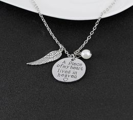 039a morceau de mon cœur vit dans le ciel039 Collier d'écriture personnalisée Collier de souvenir Mémoire de mémoire angel bijoux G4719680