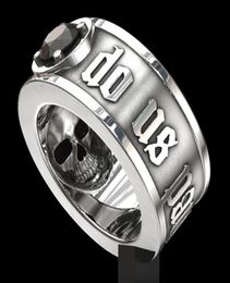 039Till Death Do Us Part039 Ring Skull en acier inoxydable Black Diamond Punk Wedding Engagement Bijoux pour hommes Taille 6 133681596