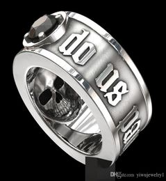 039Till Death Do Us Part039 en acier inoxydable Skull Ring Black Diamond Punk Wedding Engagement Bijoux pour hommes Taille 6 134152299