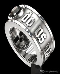039Till Death Do Us Part039 Ring Skull en acier inoxydable Black Diamond Punk Wedding Engagement Bijoux pour hommes Taille 6 133736839