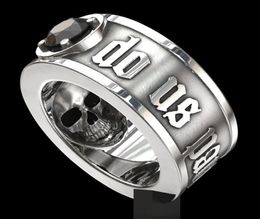 039Till Death Do Us Part039 en acier inoxydable Skull Ring Black Diamond Punk Wedding Engagement Bijoux pour hommes Taille 6 135683716