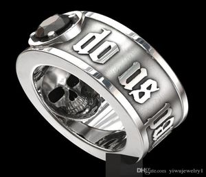 039Till Death Do Us Part039 en acier inoxydable Skull Ring Black Diamond Punk Wedding Engagement Bijoux pour hommes Taille 6 133042651