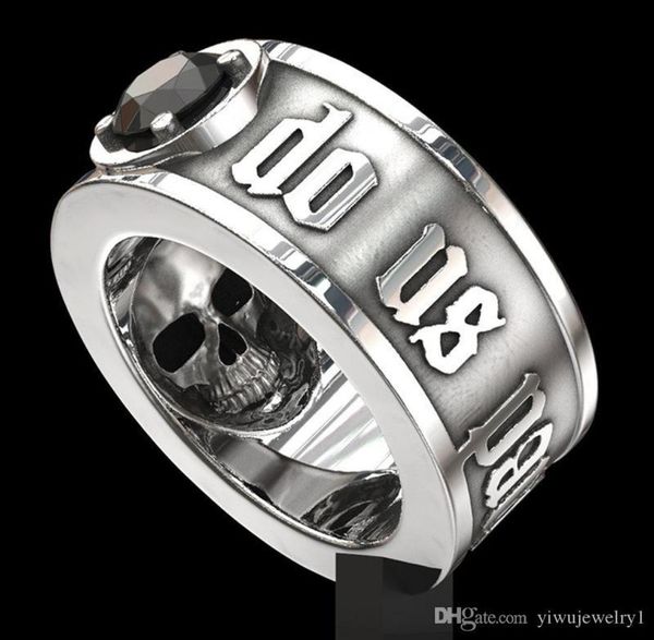 039Till Death Do Us Part039 Ring Skull en acier inoxydable Black Diamond Punk Wedding Engagement Bijoux pour hommes Taille 6 137164921