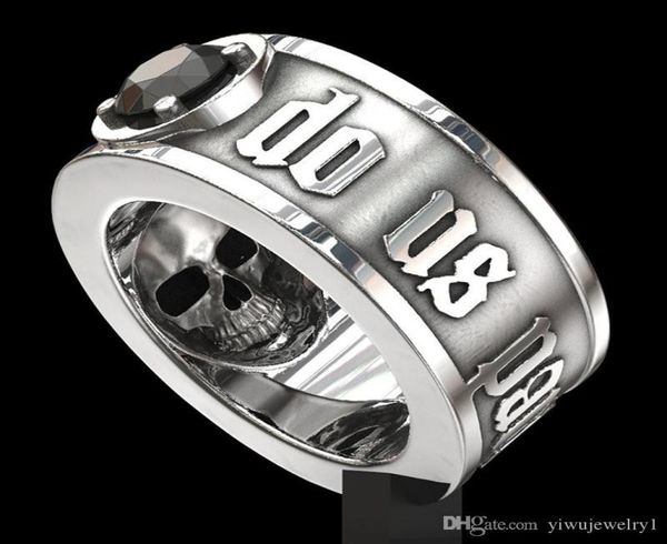 039Till Death Do Us Part039 Bague crâne en acier inoxydable diamant noir Punk bijoux de fiançailles de mariage pour hommes taille 6 136588682