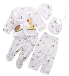 03M Pasgeboren baby unisex kleding ondergoed dieren print shirt en broek 2pcs boy girls cotton soft297i355Z6564110