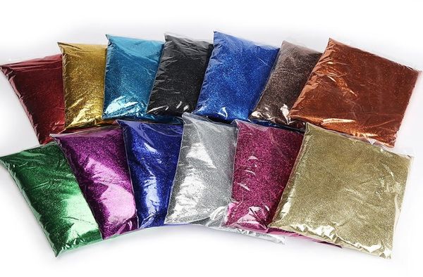 03 mm Polvo de brillo de uñas PET 1 kg Fábrica de embalaje Wholer Nail Leather Materia prima decorativa Colores AB OEM Tamaños personalizados Shape6249838