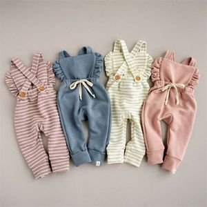 03T bébé vêtements d'été bébé fille à volants bavoir pantalon enfant barboteuse bambin salopette filles coton tenue garçons solide dos nu vêtements 220707