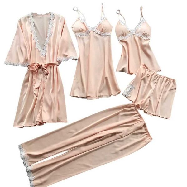 04xi Sexy Pyjamas 2024 Sexy Pajamas Five-Piece Femme Femme Summer Hobe Bridal Swarity plus taille de section de nuit