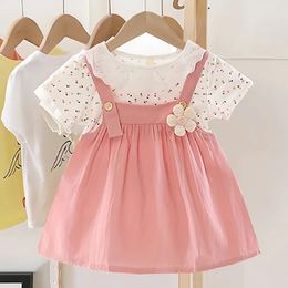 04Y Elegant Baby Girl Dress Lace Doll Coller Mooie feestje Peuter kostuum Flower Princess Outfit Kinderen Kleding A1177 240428