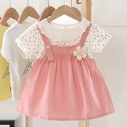 04Y Elegant Baby Girl Dress Lace Doll Coller Mooie feestje Peuter Kostuum Flower Princess Outfit Meisje Kinderen Kleding A1177 240423