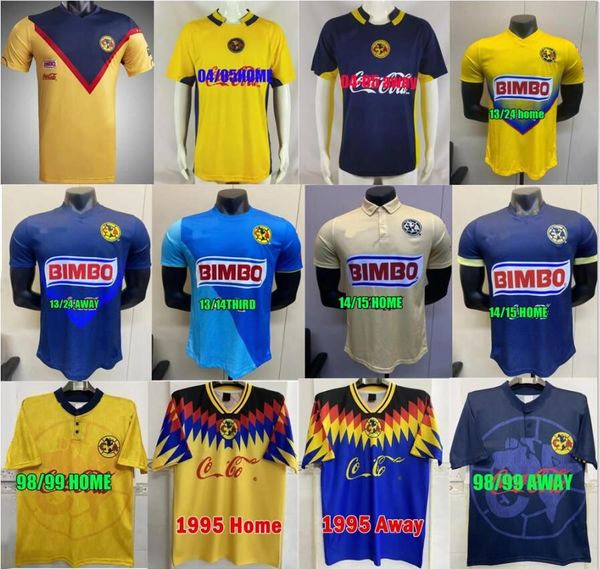 05 06 94 95 UNAM Retro Soccer Jerseys Club Americas 1987 1988 2001 2002 Chemises de football MEXI R.SAMBUEZA P.AGUILAR O.PERALTA C.DOMINGUEZ MATHEUS uniforme