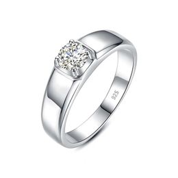 Bagues de fiançailles de mariage pour hommes, excellente coupe de 05 carats, 5mm, bijoux tendance en or blanc 14K et argent avec certificat 240112